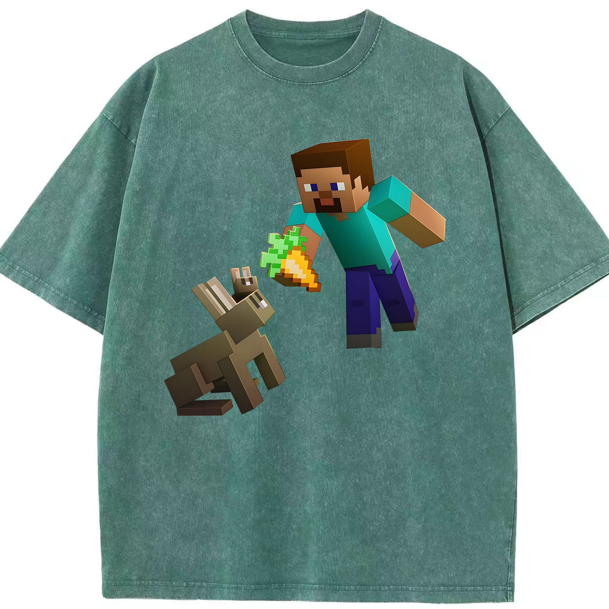 （画像用） マインクラフト ブロックの世界 Minecraft MC Block world 綿100% ヴィンテージ風 半袖Tシャツ（フロントプリント）
